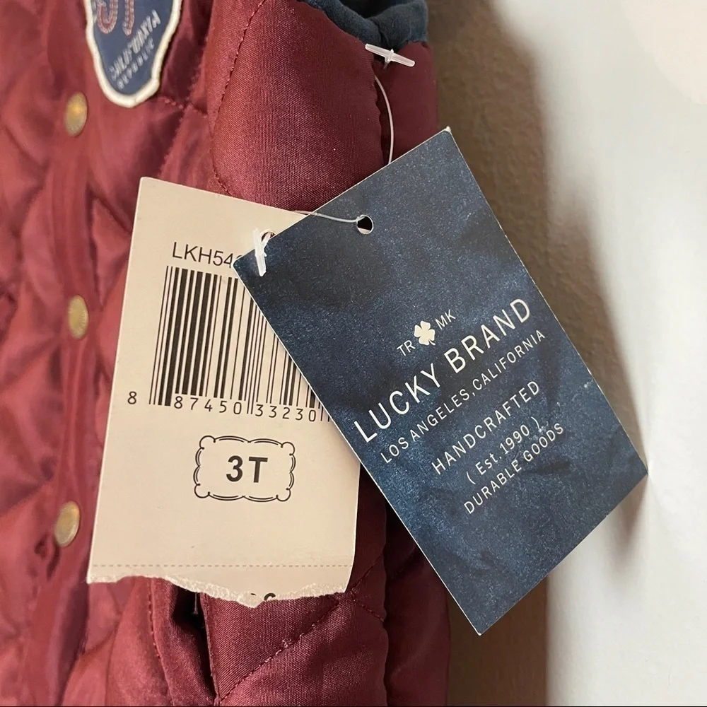 Lucky Brand 3T Maroon and Navy Puffer Vest NWT